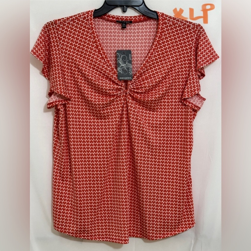 Ava & Grace Red Blouse Elegant Top